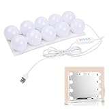 Jinlaili 10 LED Spiegelleuchte mit 3 Farbe, Hollywood-Stil Dimmbar...