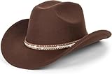 Klassischer Cowboyhut für Damen, Fedora-Hut aus Filz mit glänzendem Band,...