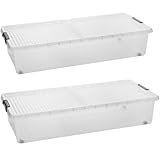 SUSTANIA Unterbett-Aufbewahrungsboxen 2er Set mit Rollen & geteiltem...