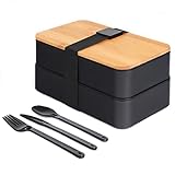 VBOK IGFE Bento Box Japanisch - Brotdose mit Fächern -3 teiligem Besteck-...