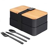 VBOK IGFE Bento Box Japanisch - Brotdose mit Fächern -3 teiligem Besteck-...