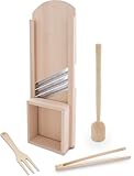 KERAZO 4-teiliges Gemüsehobel-Set aus Buchenholz, inkl. Stampfer, Zange,...