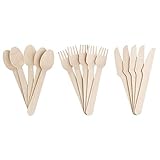 Ideen mit Herz Holzbesteck | 14 cm lang | 1,5 cm bis 3 cm breit, 15-teilig