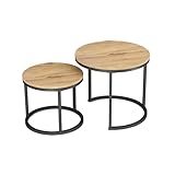 Soayone Couchtisch 2er Set Rund Beistelltisch Eiche Couchtisch Klein...
