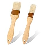 2 Stück Backpinsel Set Naturborsten BBQ-Bürsten Buchenholz-Griff...