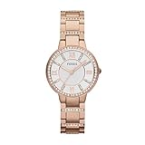 Fossil Damenuhr Virginia, Quarzwerk, 30mm Rose Gold Edelstahlgehäuse mit...