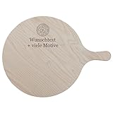 Geschenkissimo Pizzabrett Holz personalisiert mit Text + Motiv rund, 32 cm...