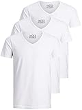 Jack and Jones Herren T-Shirt Basic V-Ausschnitt 3er Pack Einfarbig Slim...