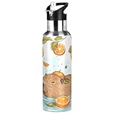 ALAZA Süße Capybara Schwimm-Wasserflasche mit Strohhalm-Deckel,...