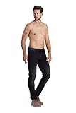 Herren Slim Fit Jeans Knit Denim Supper Stretch Straight Leg Fadded...