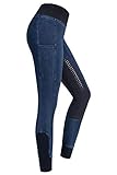 RIDERS CHOICE Damen Jeansreitleggings mit Silikonvollbesatz und Handytasche...