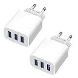 Sundix Ladegerät Mehrfach 15W Stecker 2 Stücke 3-Port 3A Ladeadapter...