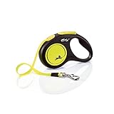 flexi® Neon S Gurt 5 m schwarz, neon-gelber Gurt, reflektierende...