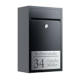 Bl4ckPrint Premium Briefkasten Anthrazit - Postkasten personalisiert mit...