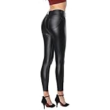 Uni-Wert Damen Lederhose Stretch Skinny Leggings High Waist Schwarz...