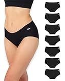 Bea Damen 7pk Mid Waist Bamboo Briefs, Schwarz (7-er Pack), M