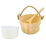 Saunakübel und Schöpfkelle mit Fichtenholzkörper, Kunststoffeinsatz und...