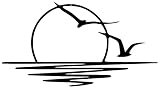 Sun Metall-Wandkunst, abstrakter Sonnenuntergang mit Möwen,...