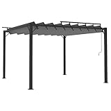 Pavillon mit Lamellendach 3x3 m Anthrazit Stoff und Aluminium