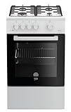 Beko FSG52010FW Freistehender Gasherd, Gasbackofen mit Gaskochfeld, 50 cm,...