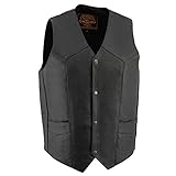 Milwaukee Leather LKM3730 Herren Motorradweste aus schwarzem Leder,...