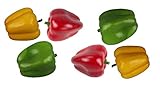 Deko Paprika 6 Stück, Rot, Gelb und Grün, Lebensechtes Plastikgemüse,...