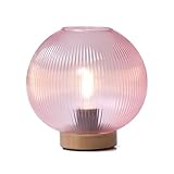 HAB & GUT -LED239- Deko Windlicht Tischlampe mit Glaskugel Rose warm weiß...