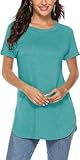 Teesho Damen Longshirt Kurzarm Tshirt Sommer Elegant Oberteile Baumwolle...