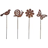 Gartendeko Rost,4er Set Garden Gartenstecker,Roststecker aus Edelrost...