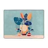 ZQYTGFDC Blau-orangefarbener Bambus-Teppich, großer Plüschteppich, 203 x...