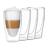 DUOS® Latte Macchiato Gläser Set 4x400ml, Doppelwandige , Kaffeegläser,...