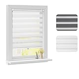 WOLTU Doppelrollo Schnurlos Klemmfix ohne Bohren Weiß B70 x H150 cm, Duo...