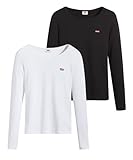 Levi's Damen Long-Sleeve 2-Pack Tee T-Shirt,Tea Caviar / White +,L