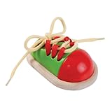 PlanToys Schnürschuh aus Holz für Kinder - Schnürsenkel Binden Lernen...