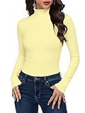 Cuptacc Langarmshirt Damen Elegant Gerippt Mit Stretch Rollkragen Pullover...