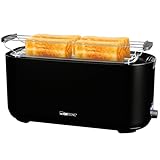 Clatronic® 4 Scheiben-Toaster | mit Brötchenaufsatz | Langschlitztoaster...