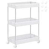 SONGMICS Rollwagen, Küchenwagen, Küchenregal, Nischenregal, mit 6 Haken,...