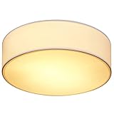 Monzana® Deckenlampe Stoff Wohnzimmer Schlafzimmer E27 Weiß 38cm Rund...