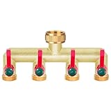 iBamso 4-Wege Verteiler, 3/4 Zoll Messing Wasserverteiler Verlängerter...