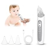 Nasensauger Baby Elektrisch, 3 Saugstufen & 3 Silikonspitzen, USB-Aufladbar...