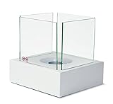 CV Tischfeuer Bio-Ethanol Glaskamin Tischkamin Glasfeuer Weiss eckig
