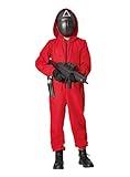 Maskworld - Korean Game Aufseher Kostüm für Kinder - Roter Overall ohne...