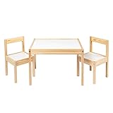 Ikea LATT-Kindertisch mit 2 Stühlen, weiß, Kiefernholz, beige