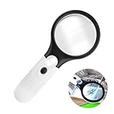 Lupe mit Licht, 3X 45X Leselupe, Hand-Schaft Lupen mit 3 LED Beleuchtete...