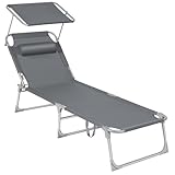 SONGMICS Sonnenliege, klappbarer Liegestuhl, 193 x 53 x 29 cm, trägt bis...