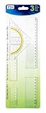 TSI Zeichengarnitur 3-teilig, mit Lineal 17 cm + 30 cm und Geodreieck 16...
