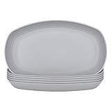 JSYMJSY Teller Set Kunststoff, 6Teilig 29.5cm Oval Speiseteller Bruchfest,...