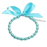 Verstellbare Halskette für Haustiere, Kunstperle, Schleife, Haustierwelpe,...