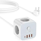 VEFVE Elektrische Steckdosenleiste mit USB C (Schnellladung PD 20 W),...