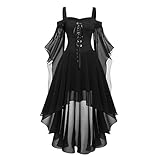 Gwnauz Halloween Kostüm Damen Gothic Kleid KurzMittelalter Gebundene...